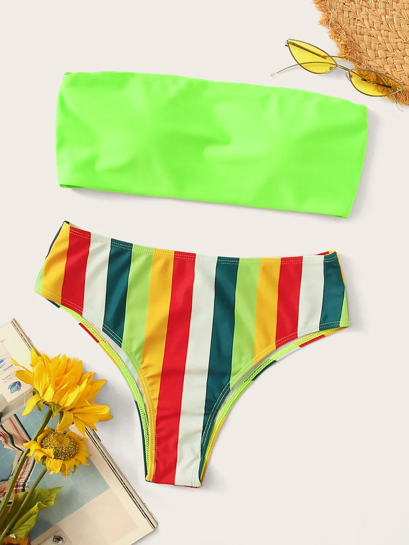

2020 Popular Swimsuit New Striped Printed Bikini set Tube Top Bikini Sexy Swimwear