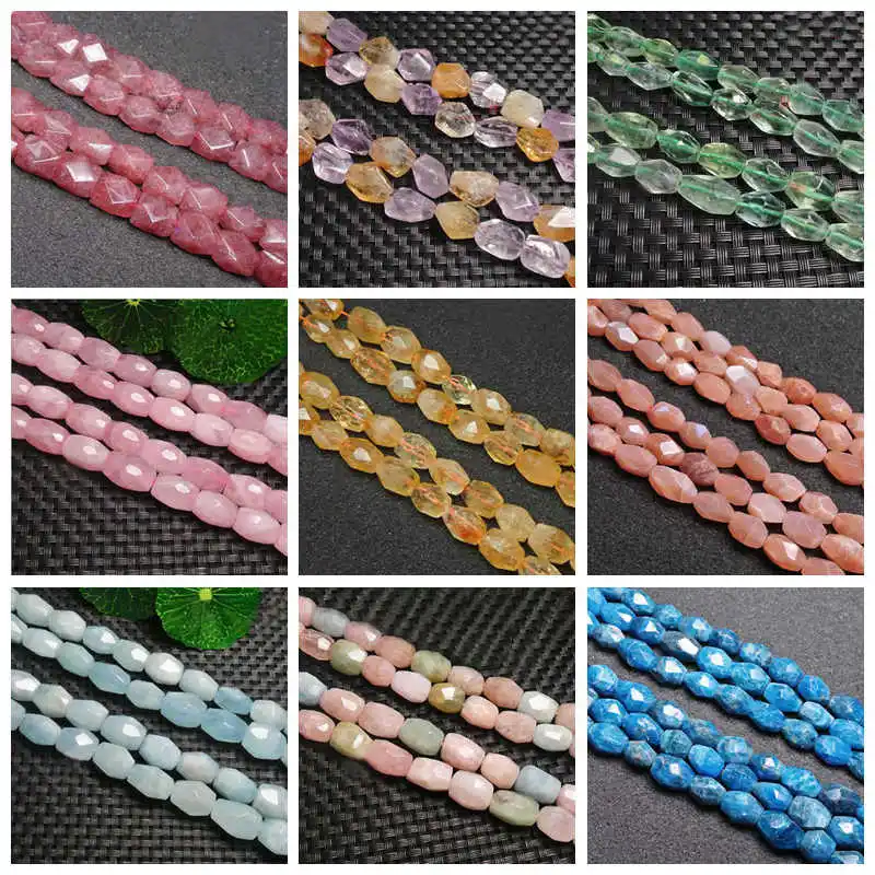 Irregular Shape Faceted Different Materials Natural Stone DIY Jewelry Loose Beads 15