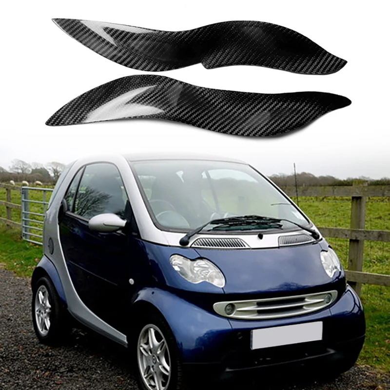 

for Benz Smart W453 03-06 Carbon Fiber Headlights Eyebrows Eyelids Cover Eyelash Head Light Lamp Stickers Accessories