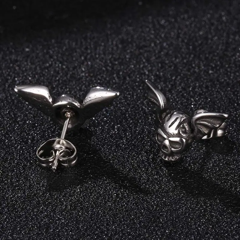 Серьги-гвоздики унисекс в стиле панк украшения виде черепа затычки из