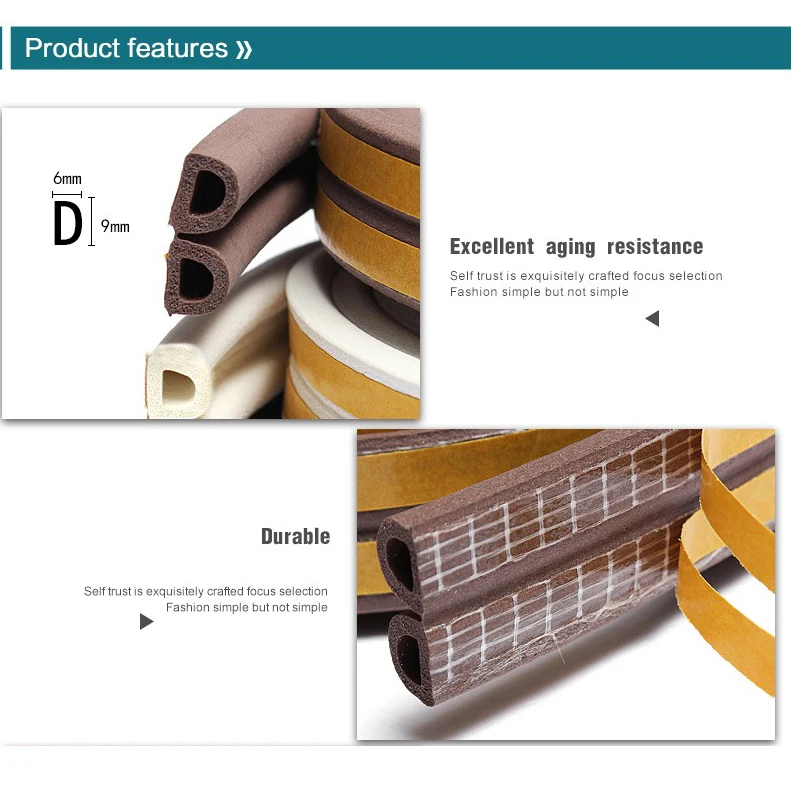 Уплотнительная лента 10 метров самоклеящаяся уплотнительная типа E/D/P/I для дверей