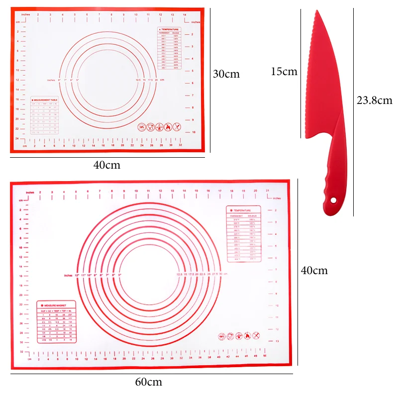 Silicone Baking Mat Set for Dough Knife Pastry Kitchen Tools Accessories Non-stick Pad 30x40 40x60 cutting dough mat | Дом и сад