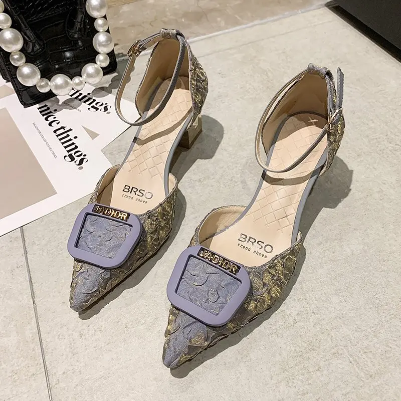 

Ladies Fashion Platform Sandals Summer Pointed Mid-Heel Women Sandals Ladies Shoes Thick Heel Sandals