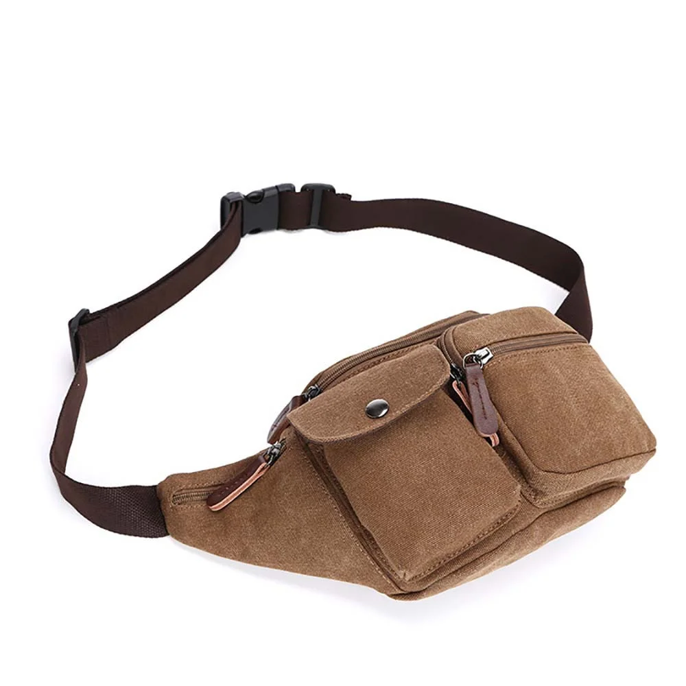 

Canvas waist bag men's outdoor travel mountaineering mobile phone bag riding leisure messenger bag sports shoulder bag