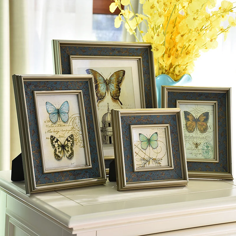 6/7/10 Inch Vintage Photo Frame Ornaments Nightstand Desk Decoration Bronzing Antique Picture Frames American Rustic Home Decor | Дом и сад