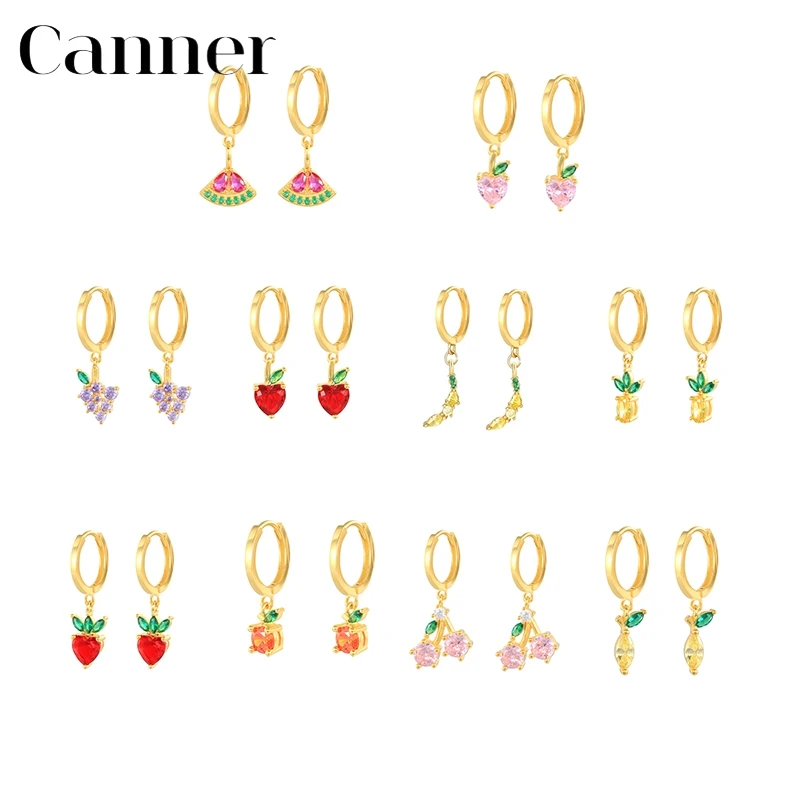 

Canner Huggie Earrings For Women Pendientes Plata 925 Sterling Silver Earings Tropical Fruit Piercing Fine Jewelry 2021 Trend W5