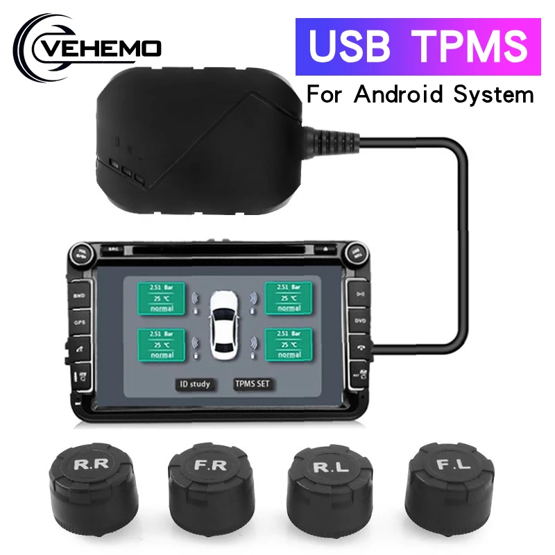 USB TPMS система контроля давления в шинах 5 В Автомобильная охранная сигнализация
