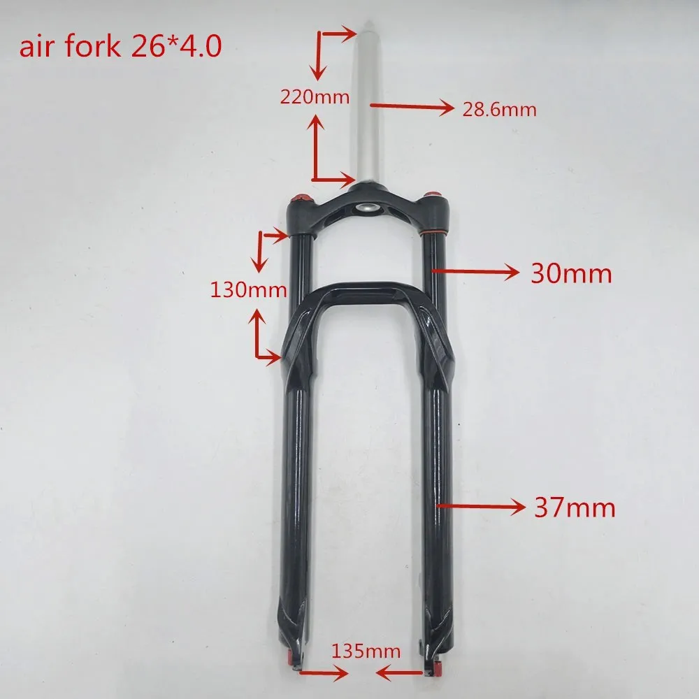 Snow bike Fork Fat bicycle Forks 26*4.0 Air Gas Locking Suspension Forks For 4.0