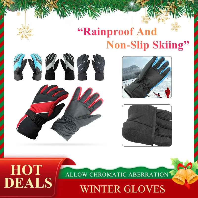 

1 Pair Unisex Winter Ski Gloves Anti-slip Thermal Warm Full Finger Outdoor Windproof Snowboard Riding Gloves Sports Mittens