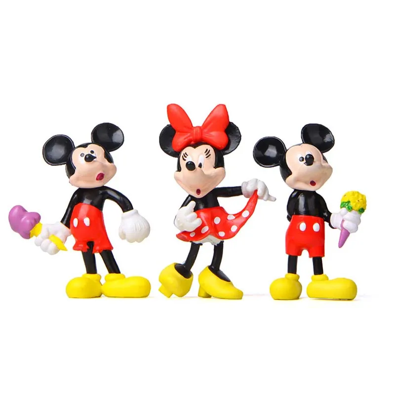 

Disney 6pcs/lot Mickey Mouse Minnie Donald Duck Action Figure Toys Mickey Minnie PVC Figures Collection Model Kid Children Gifts