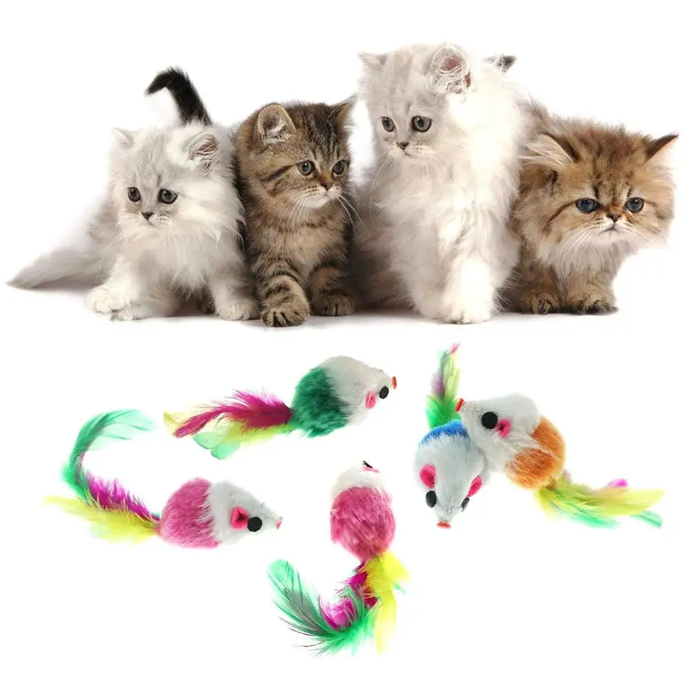 

Cat Toy Plush False Mouse Pet Cat Toys Colorful Feather Funny Playing Training Toys For Kitten Puppy Pet Supplies