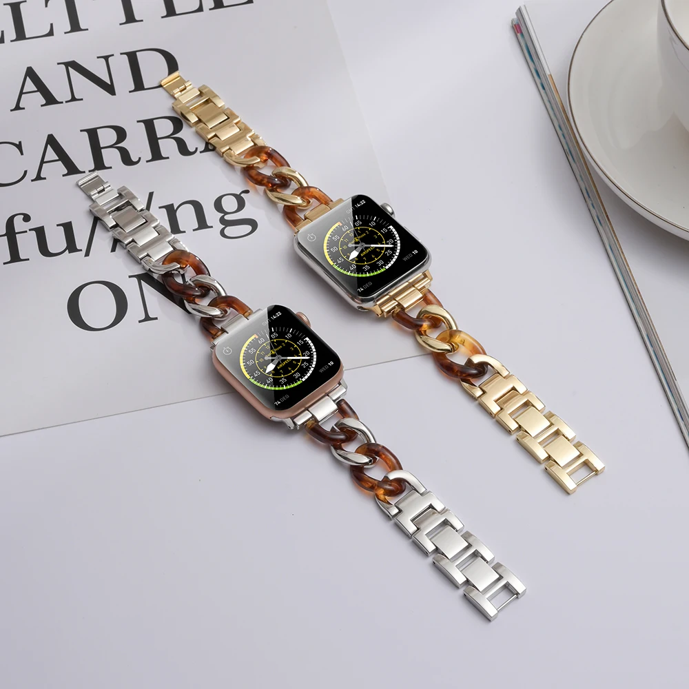

Ремешок из смолы для Apple Watch 38 мм 40 мм 42 мм 44 мм ремешок для iwatch Series 6 5 4 3 аксессуары для браслетов из нержавеющей стали