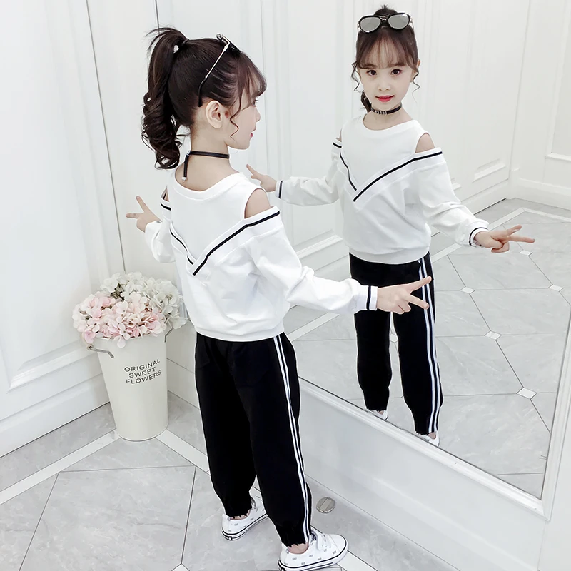

2021 New Girls Clothing Sets Autumn Winter Kids Long Sleeve Shirts + Pants 2PCS Suits Children Baby Girl Clothes 6 8 10 12 Years