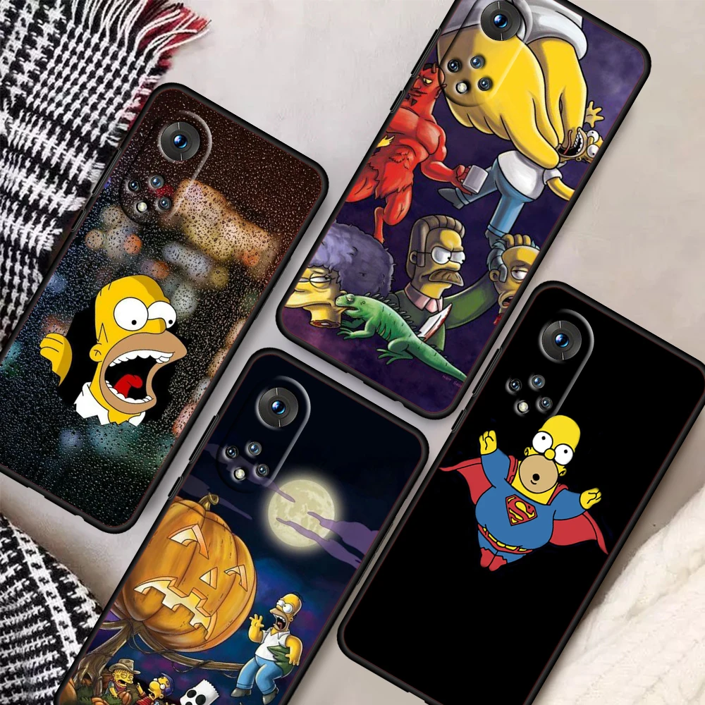 

Cartoon The Simpsons cute For Honor 50 Pro X20 SE V30 Magic3 Pro+ Play 5T 5G 30 Lite 30i 30S Silicone Soft Black Phone Case