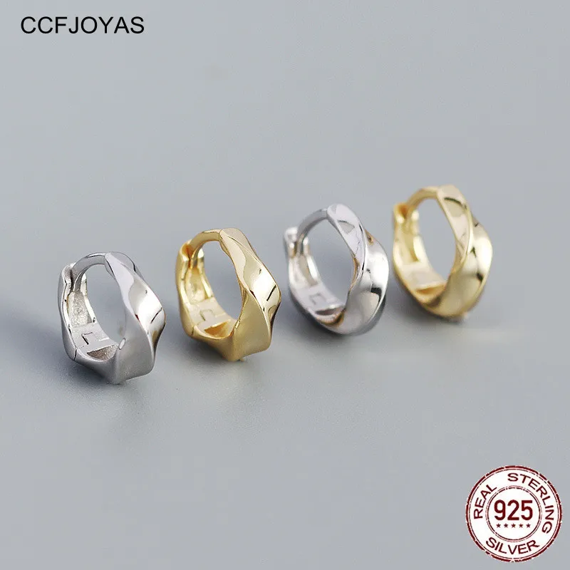 

CCFJOYAS 8.5mm 925 Sterling Silver Geometric Twisted Smooth Hoop Earrings for Women Minimalist Gold Silver color Earings Jewelry