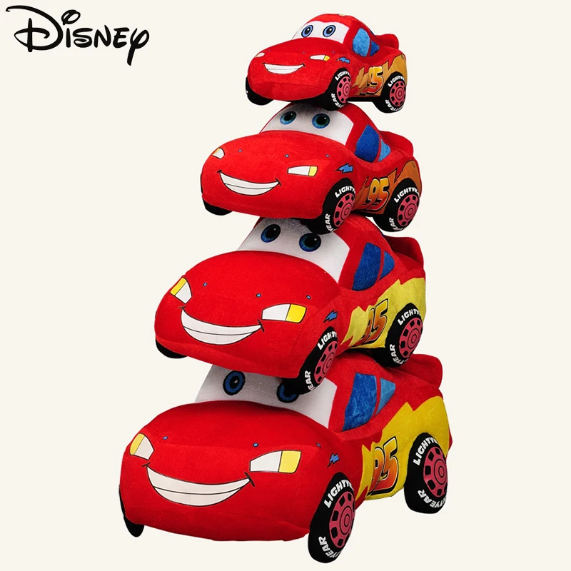 Disney Pixar-almohada de coche de peluche para ni&ntilde;os, juguetes de Rayo Mcqueen, modelo de dibujos animados bonitos, los mejores regalos para ni&ntilde;os, almohadas para beb&eacute;s de 25, 35, 45 y 55cm-0