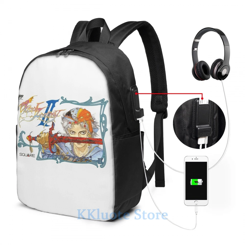 Забавный рюкзак с графическим принтом final fantasy II USB зарядка мужские школьные сумки