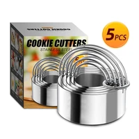 5 pcs round cookies cutter set professional baking dough tool round cookies cutter with handle cookies cutters for kitchen tools