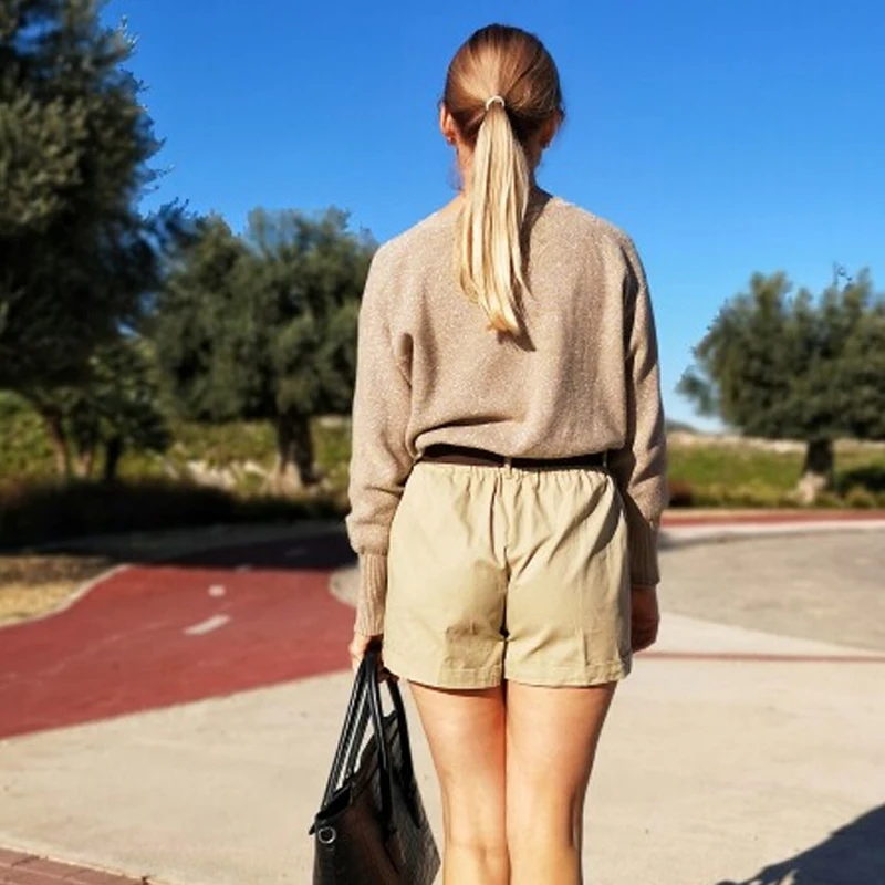 GOPLUS летние шорты женские винтажные повседневные с высокой талией пояс оборками