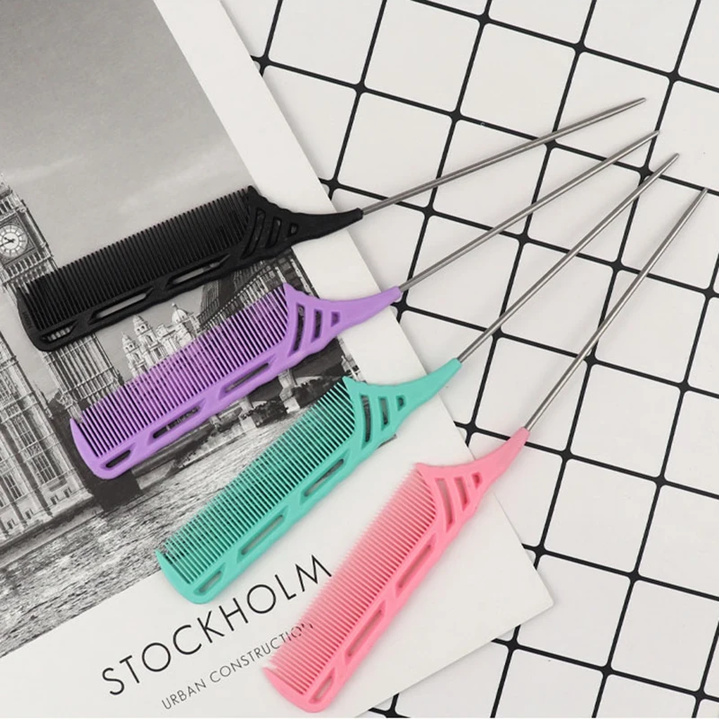 Professional Rat Tail Comb Salon Stainless Steel Fine-Tooth Distribution Hairdresser Pick Hair Brush Styling Tool | Красота и