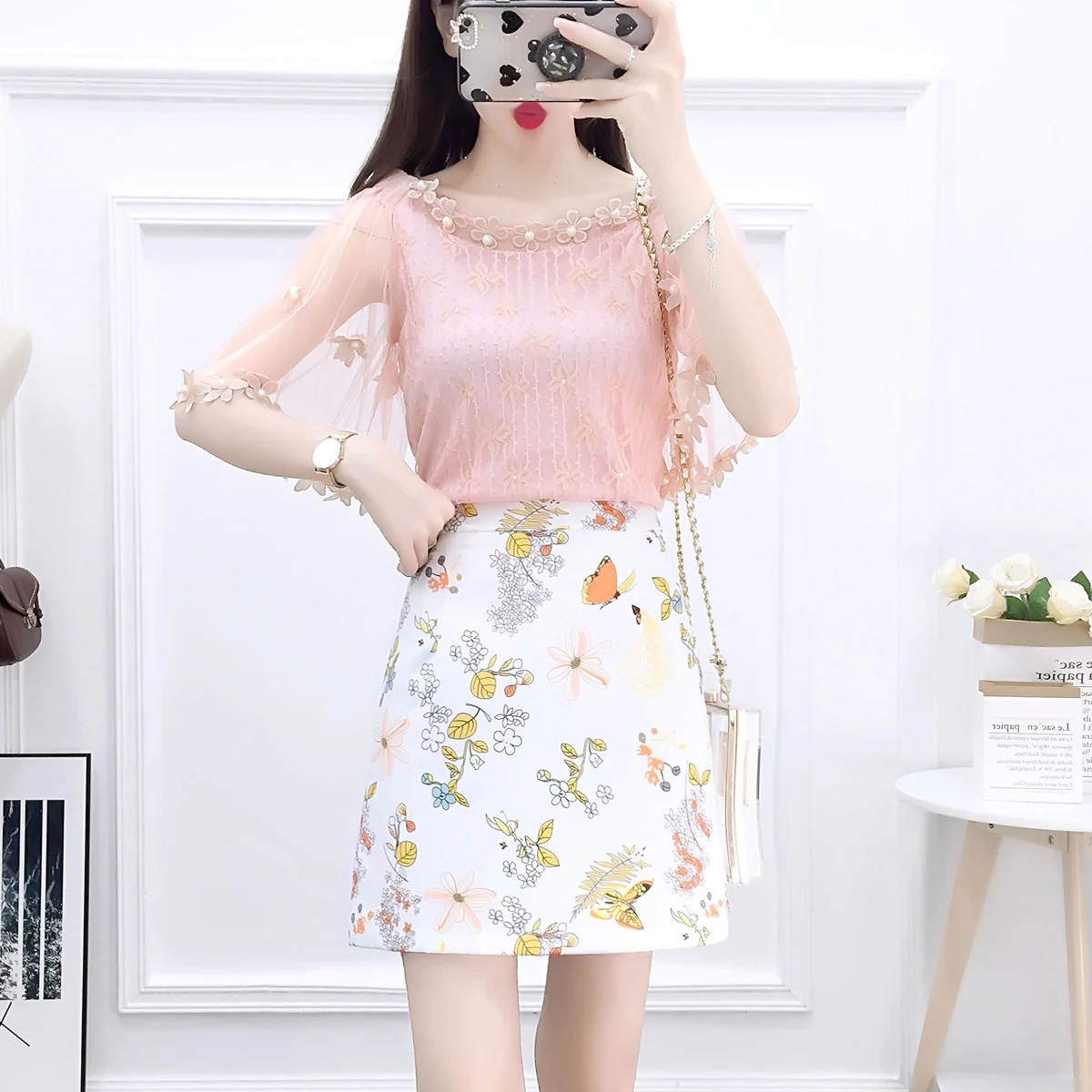 

2021 Skirts Women Mini Vintage Print Sexy Skirt All-match A-Line Summer style chic pencil skirt female Fashion High waist skirt