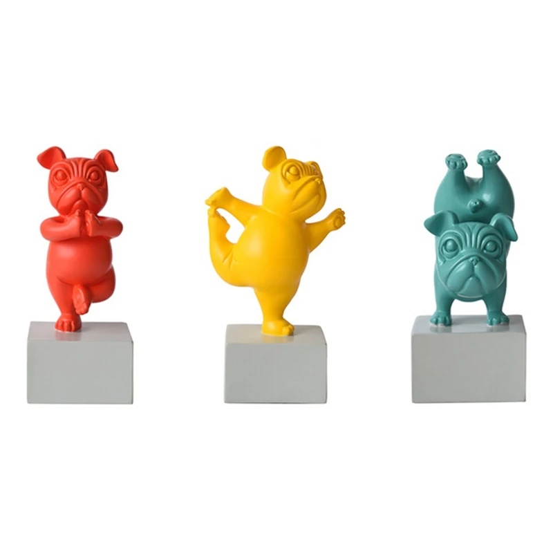 

New Lovely Yoga French Bulldog Statue Nordic Cartoon Animals Sculpture Home Living Room Decor Resin Figurines Craft