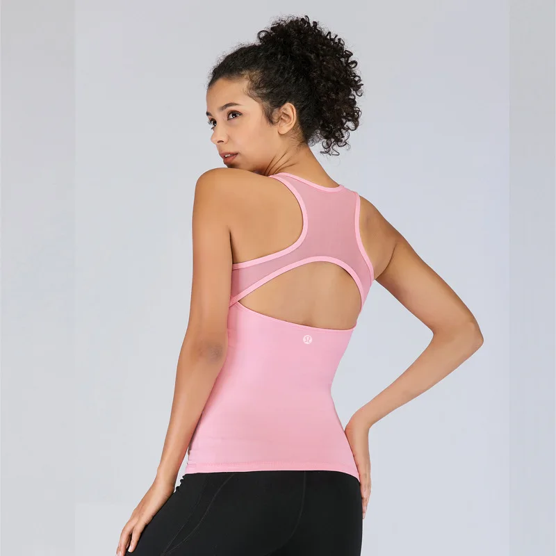 

Women Tops The New Summer High Stretch Fitness Vest Fast Dry Breathable Mesh Splicing Beautiful Back Tank