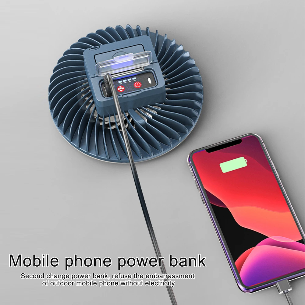 

Outdoor Lighting Tool Camping Lantern LED Light Emergency Hiking With Fan Hanging Portable Battery Operated ABS Multifunctional