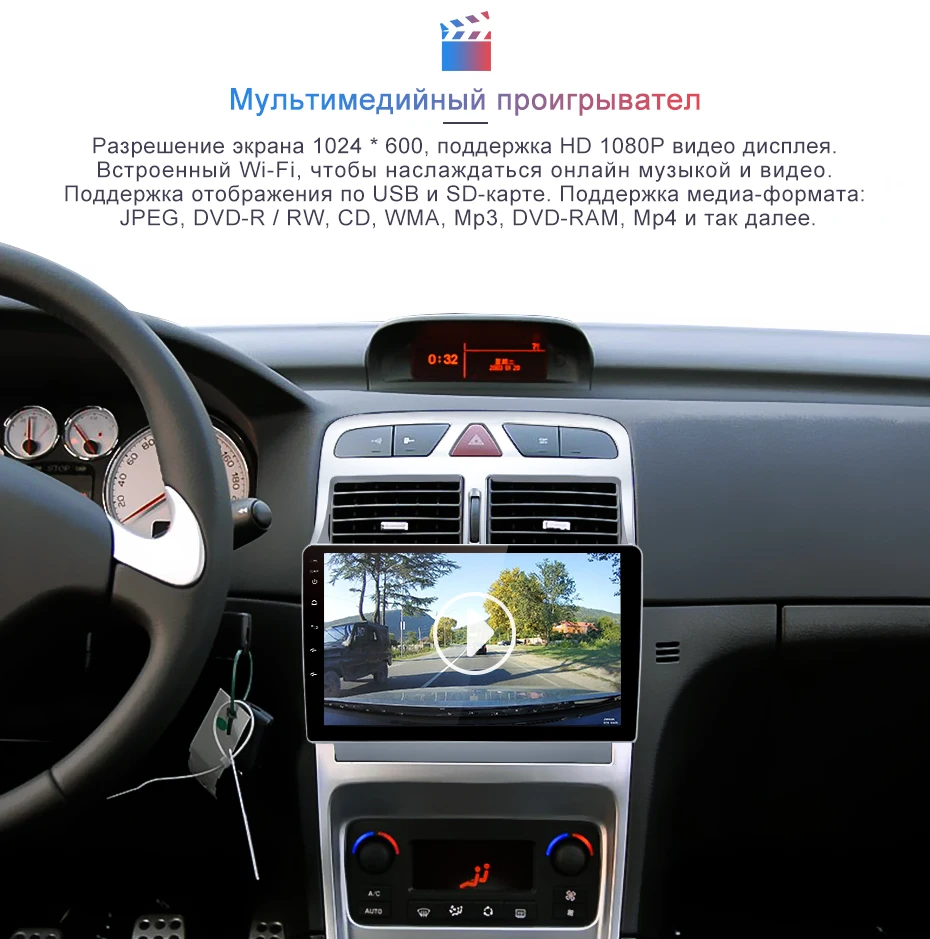 Junsun 4G+ 64G Android 9,0 для peugeot 307 2002-2013 авто 2 din автомагнитола стерео плеер Bluetooth gps навигация нет 2din dvd