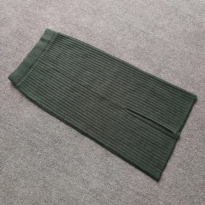 Вязаное изделие средней длины Разделение юбка женская с завышенной талией для