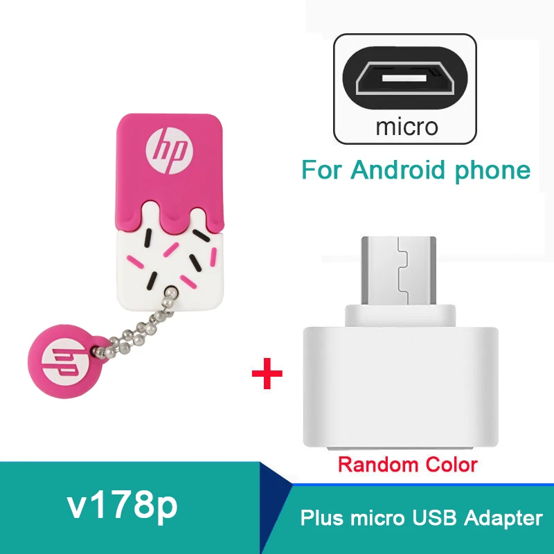 hp USB флеш-накопитель 64 ГБ силиконовая Флешка с DJ OTG type C Cle USB диск на ключ мини USB Флешка 32 Гб 16 Гб