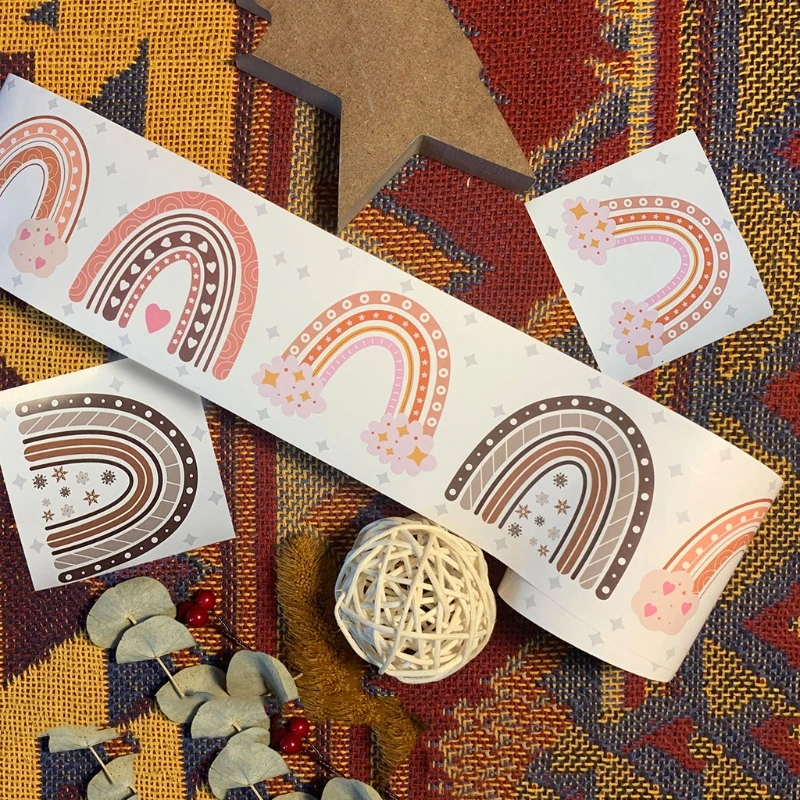 

Lovely Rainbow Stickers Sealing Stickers Roll Ideal for Packaging Scrapbooking