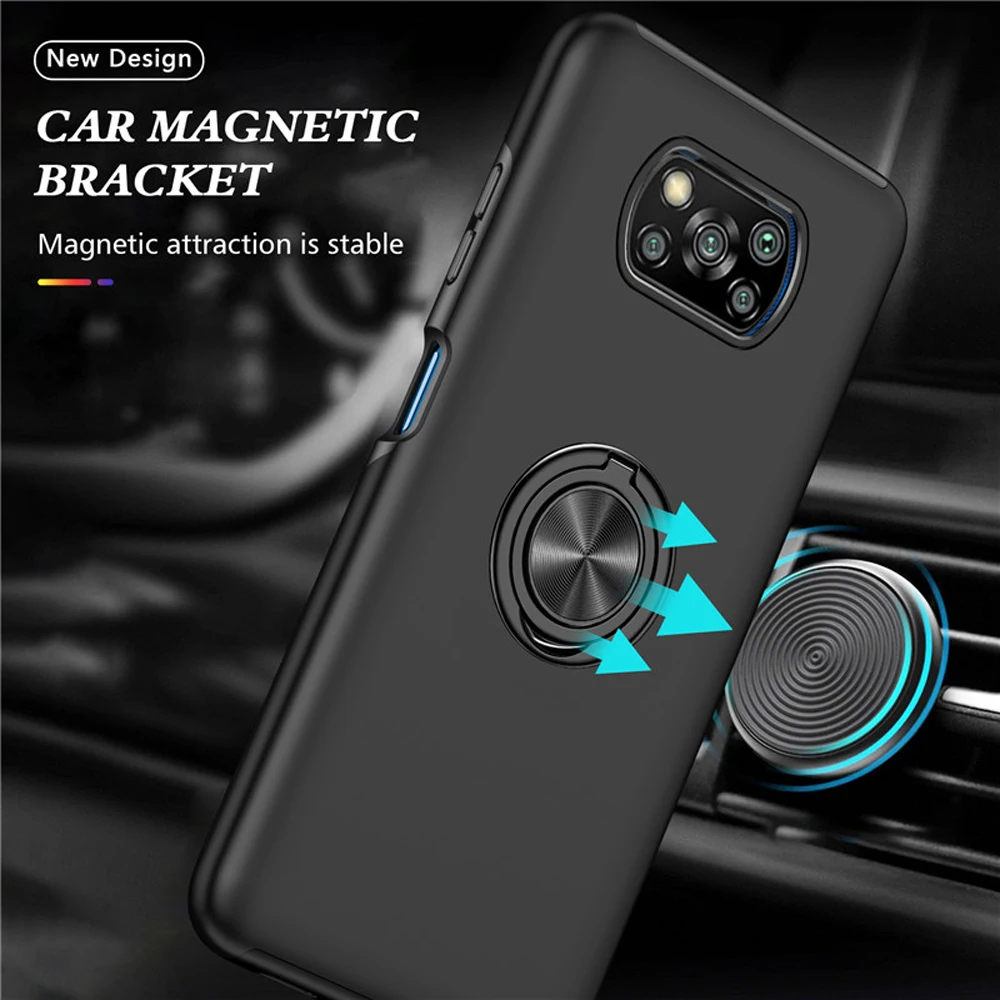 

Poco X3 Pro Luxury Case for Xiaomi Pocophone X3 NFC Shockproof Case Magnetic Finger Ring Back Cover Poco X3 Pro X 3 NFC Funda