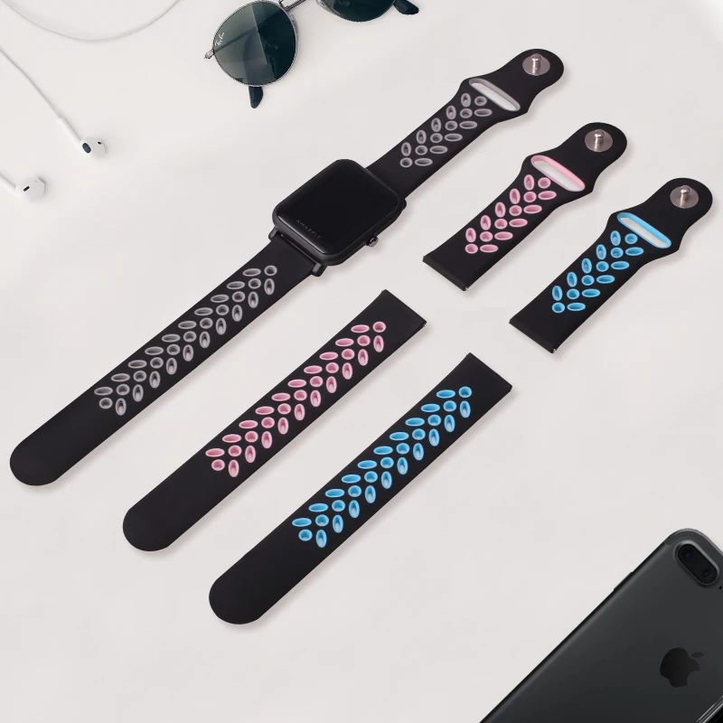 BOORUI amazfit bip ремешок 20 мм силиконовый ремешок дышащий спортивный пояс для xiaomi amazfit bip youth/huawei Watch2/Watch2 Pro