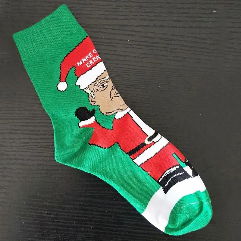 1 пара хлопчатобумажных носков с принтом Трамп рождественские носки для женщин и