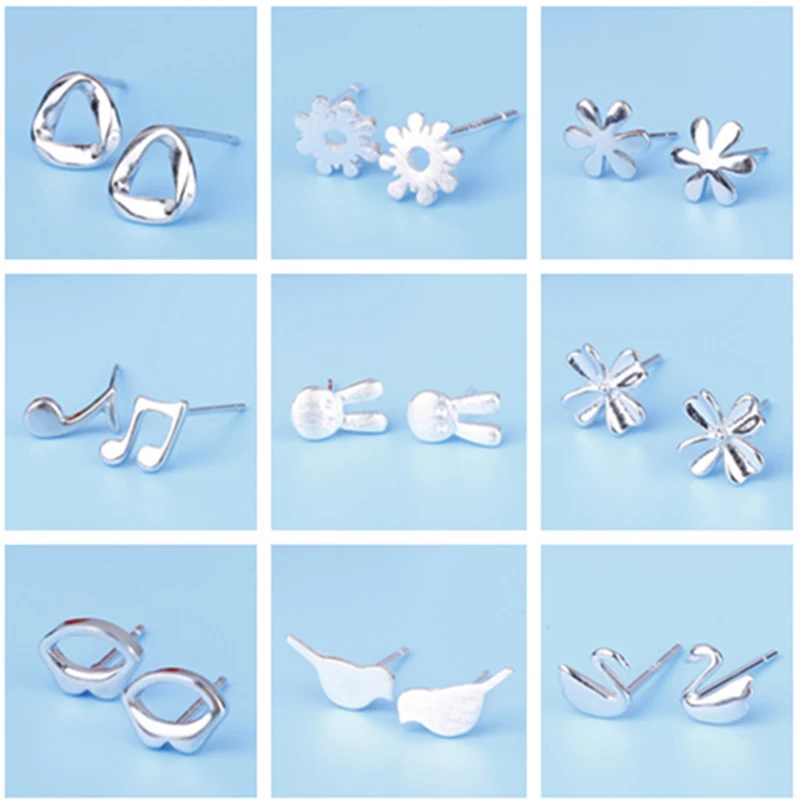 

925 пробы серебро контактный изысканный выдолбленные перо цветы добавляют очарования подарок на Новый год