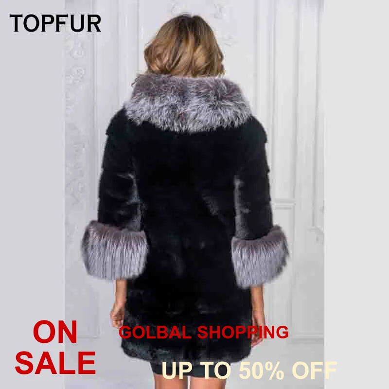 Женская Шуба из натурального меха норки с воротником серебряной лисы зимняя