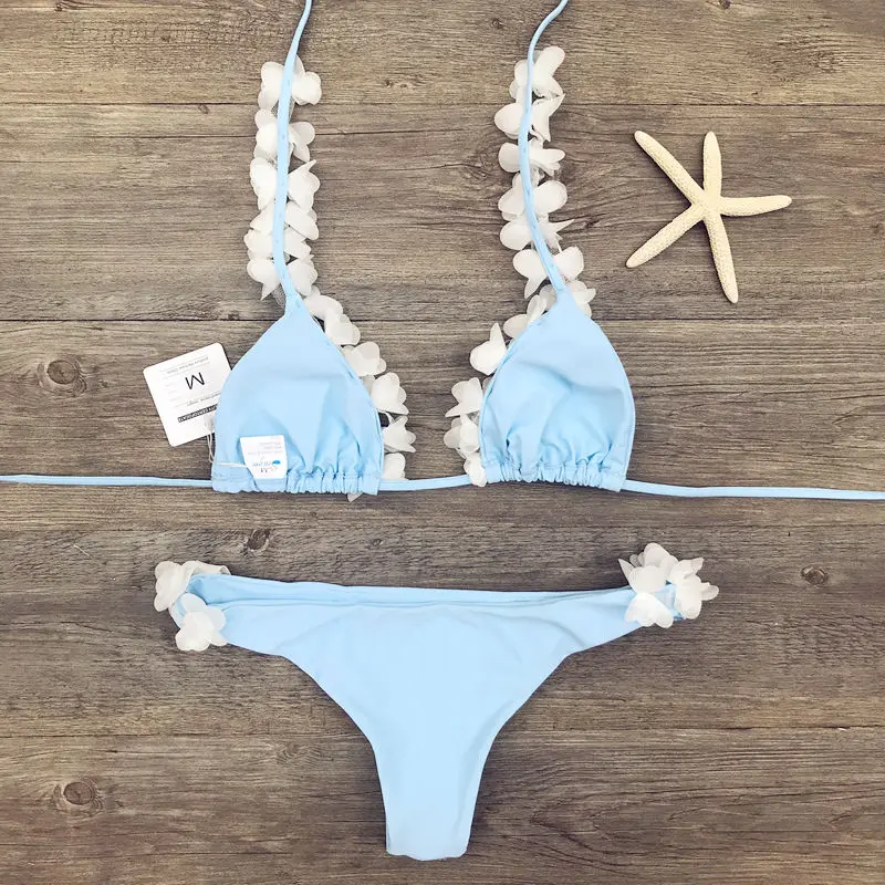 Сексуальные стринги бикини для женщин 2020 Цветочные украшения комплект мягкий