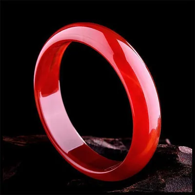 

Zheru Jewelry Natural Agate Chalcedony 54-64mm Red Bangle Elegant Princess Jewelry Best Gift