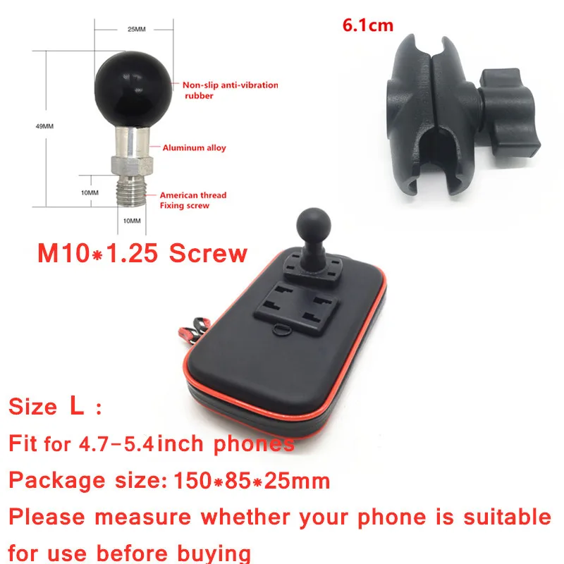 Buy الهاتف المحمول مقاومة للماء حالة 6 سنتيمتر سبائك الألومنيوم مزدوجة المقبس الذراع مع 1 بوصة تحميل كروي M10 المسمار للدراجات النارية سكوتر