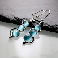 fashion bohemia drop earring blue color moon stone lady silver color wild earring jewelry o5d408