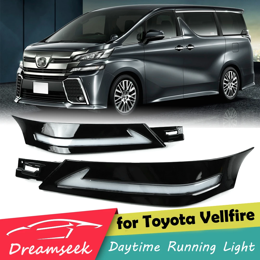 

LED DRL for Toyota Alphard Vellfire H30 2015 2016 2017 2018 2019 2020 Daytime Running Light Fog Lamp w/ Dynamic Turn Signal