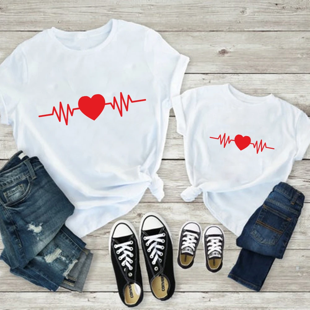 2021 New Cute Family Look Matching Clothes Mommy And Me Tshirt Mother Daughter Son Outfits Women Mom T-shirt Baby Girl T Shirt | Мать и
