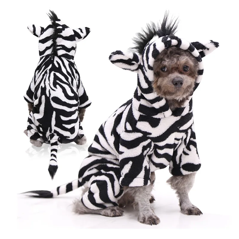 

Winter Plush Warm Pet Clothes Lion Zebra Tiger Leopard Pattern Coat Teddy French Bulldog Medium Sized Dog Puppy Cat Pet Supplies