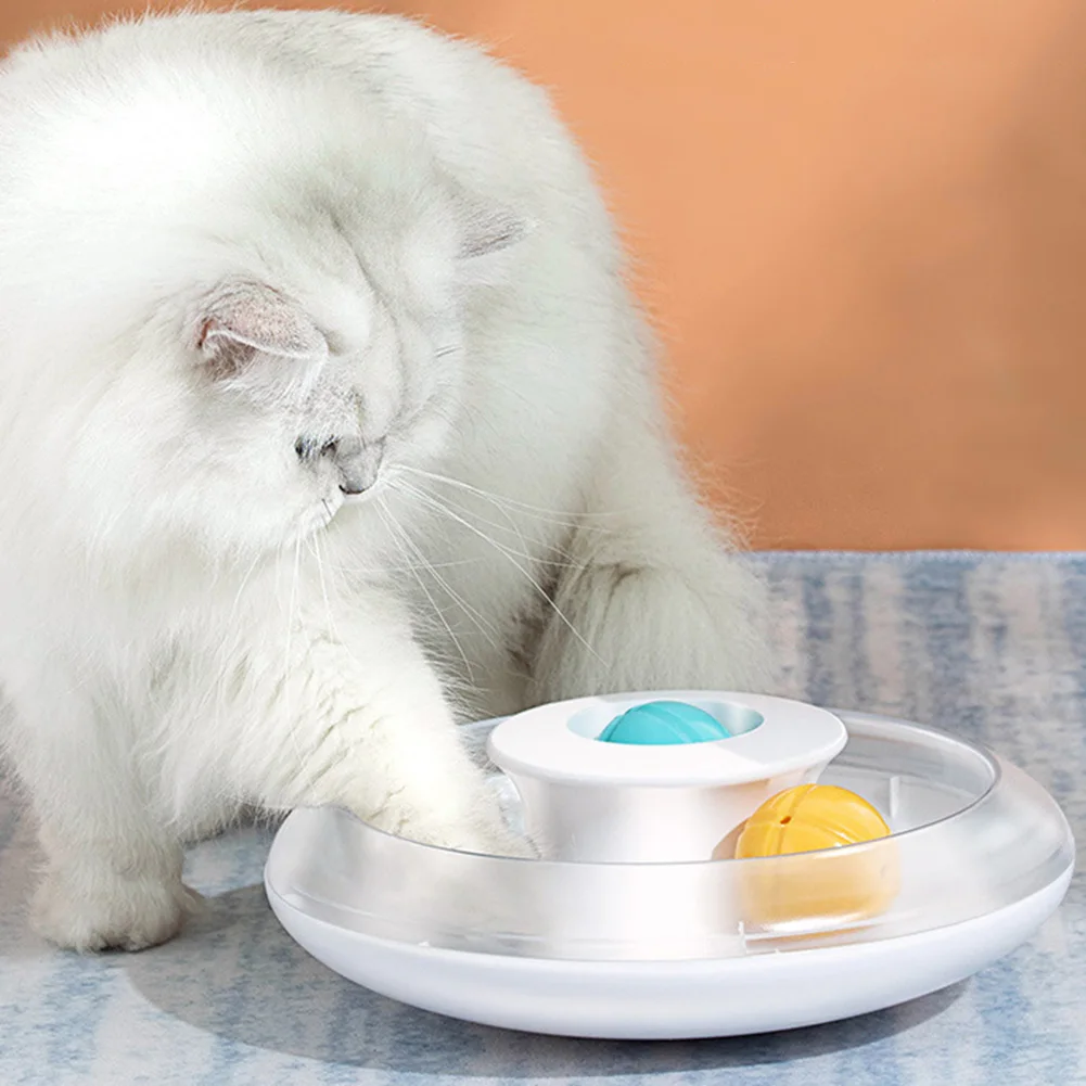 

360 Degree Rotating Turntable Pet Training Interactive Cat Round Disk Mint Ball Track Toy Pet Interactive Amusement Practice