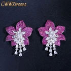 CWWZircons, дизайнерские геометрические серьги с крупными цветами розы и фианитами, роскошные серьги-подвески из серебра 925 пробы для женщин, брендовые ювелирные изделия CZ458