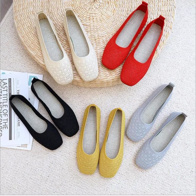 

Fashion Women's Stretch Fabric Shoes Ladies Hollow Ballet Flats Women Patchwork Anti Skid Breathable Loafer Female Light Shoes