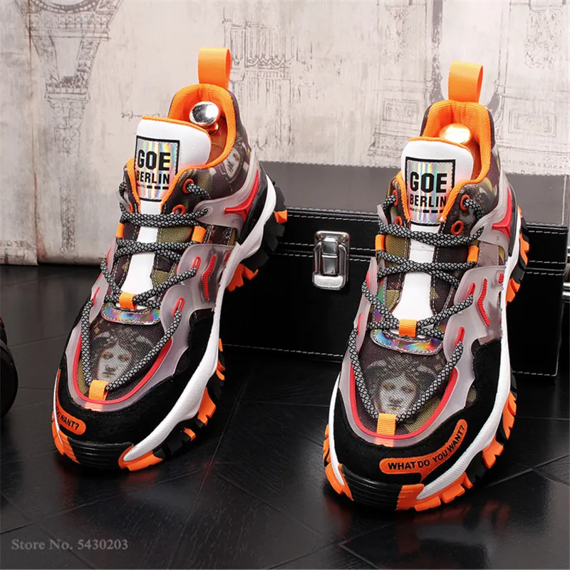 New Designer Men's Shoes Print Punk Hip Hop Casual Fashion High Tops Sneakers Height Increasing Zapatillas | Обувь