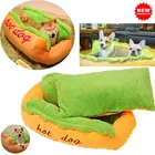 Кровать-хот-дог, шезлонг для маленьких и больших собак, коврик для домашних питомцев из мягкого волокна, теплая мягкая моющаяся кровать для собак и кошек