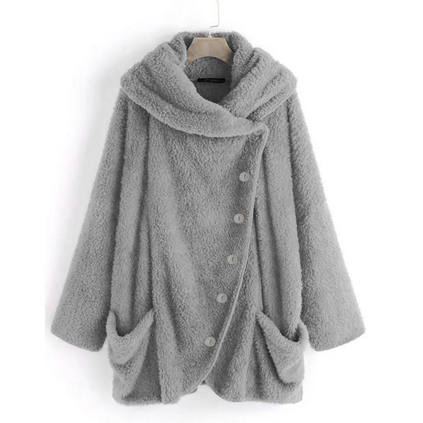 

Women's Jacket S-5XL Casual Solid Turtleneck Big Pockets Cloak Loose Coats Vintage Oversize Coats Dropshipping